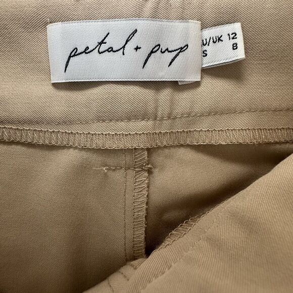 Petal and Pup Beige Lexie High Waist Trousers Pants Size 8 Pleated Cuffed - Picture 3 of 9